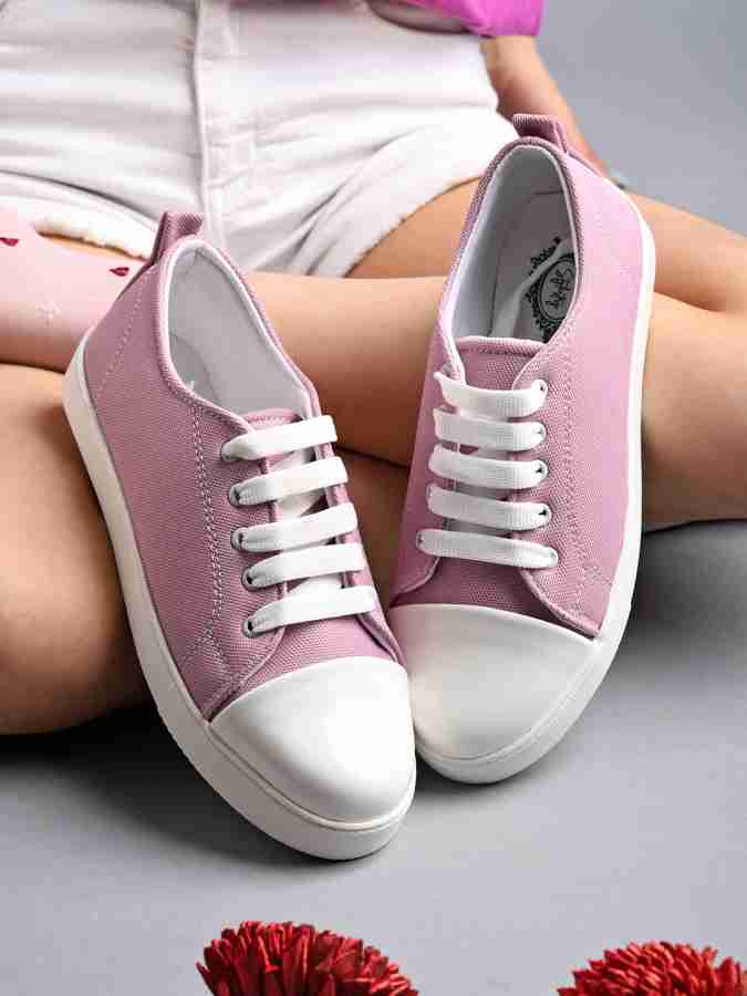 Ladies pink canvas shoes best sale