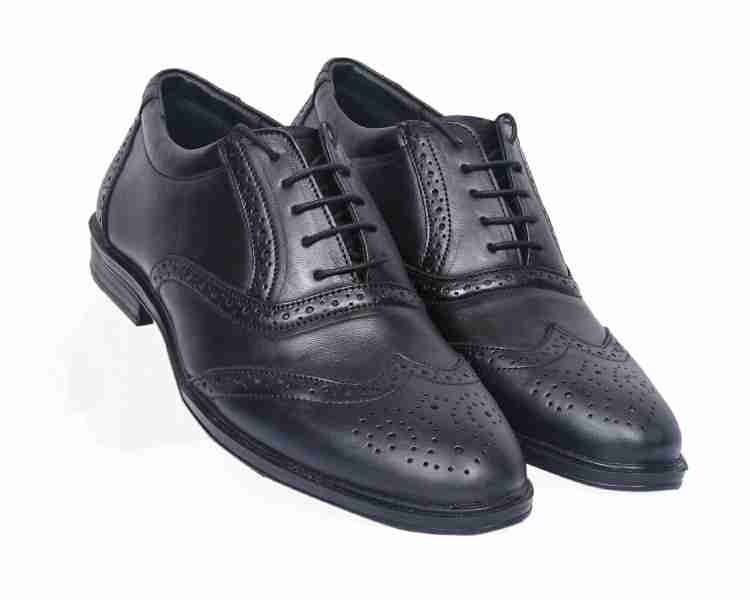 Terex Formal Black Shoes for Men with PU Sole Leather Brogues