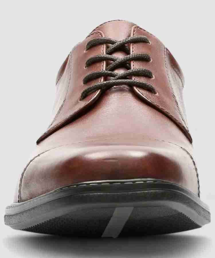 CLARKS Clarks Wenham Cap II Brown Leather Slip On For Men