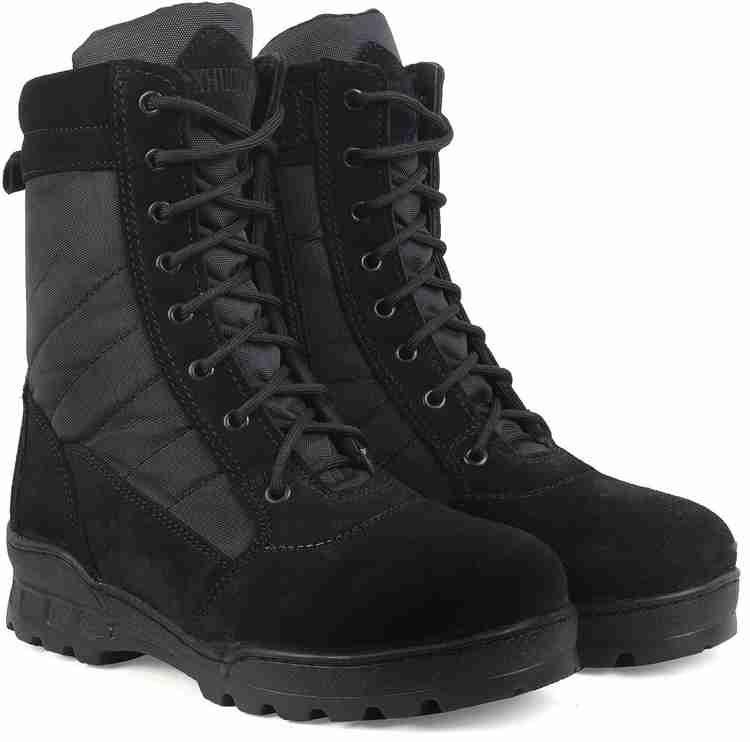 Black suede military boots store