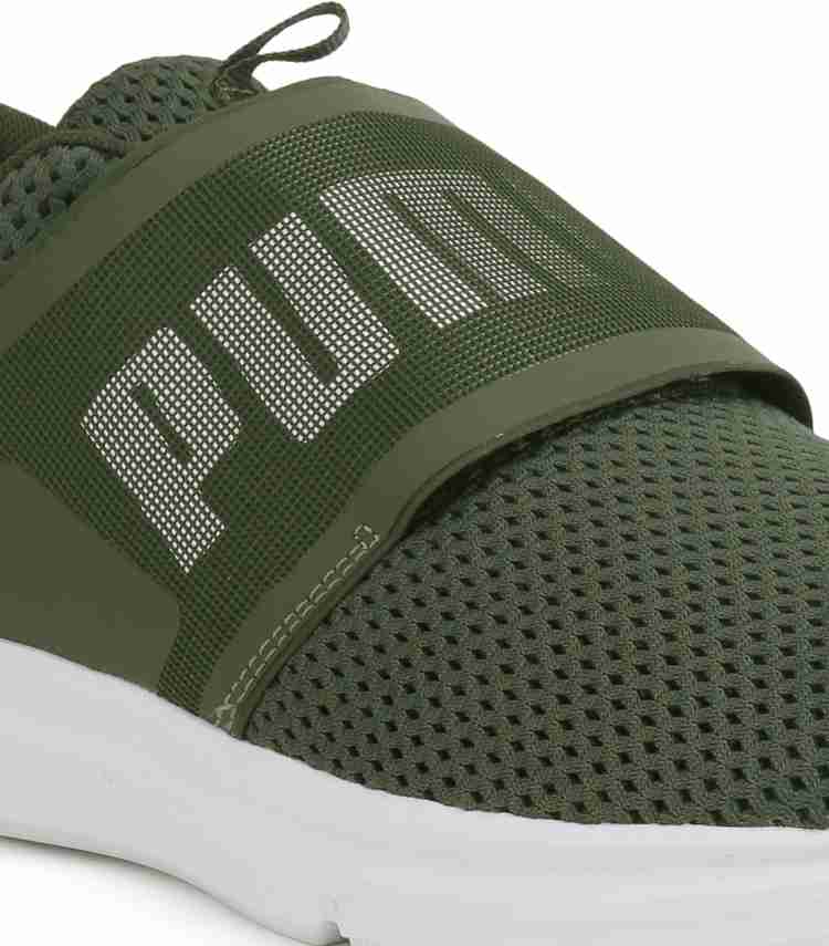 PUMA Enzo Strap Mesh Running Shoes For Men Buy Forest Night Puma White Color PUMA Enzo Strap Mesh Running Shoes For Men Online at Best Price Shop Online for Footwears in