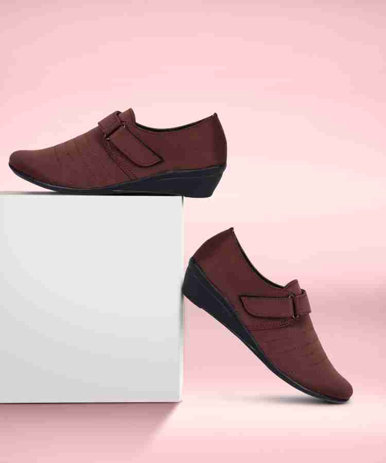 Womens burgundy slip on hot sale shoes