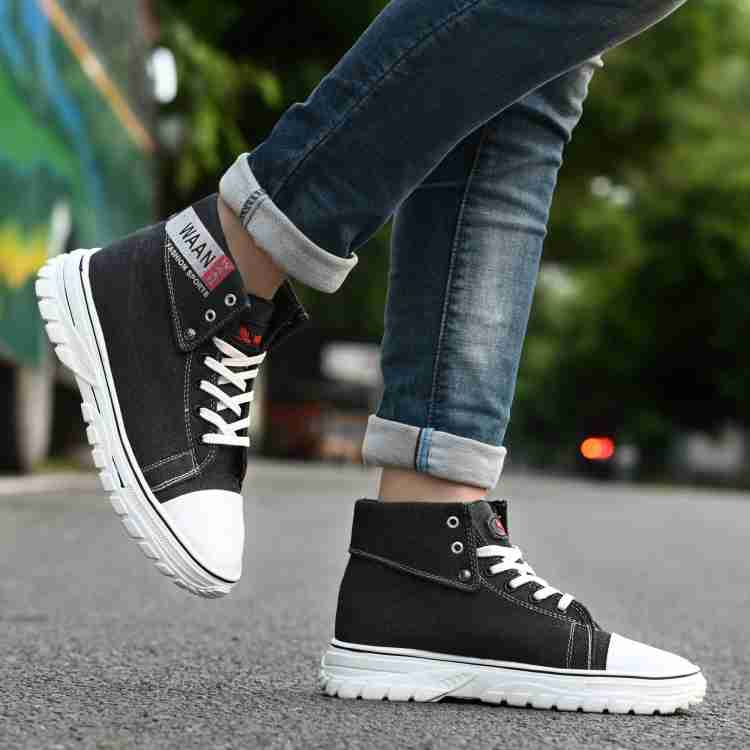 Black canvas boots mens online