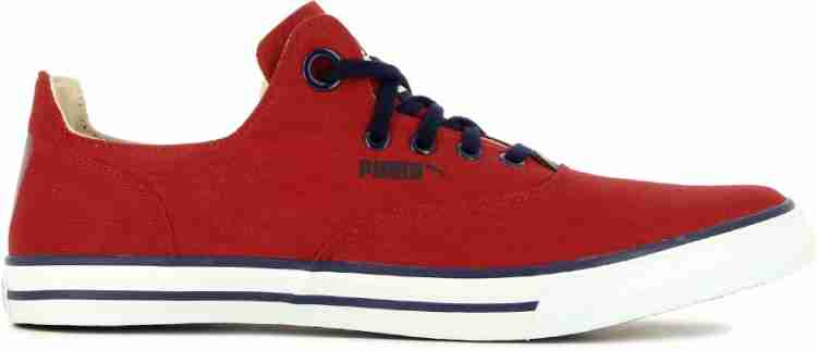 Puma red canvas store shoes