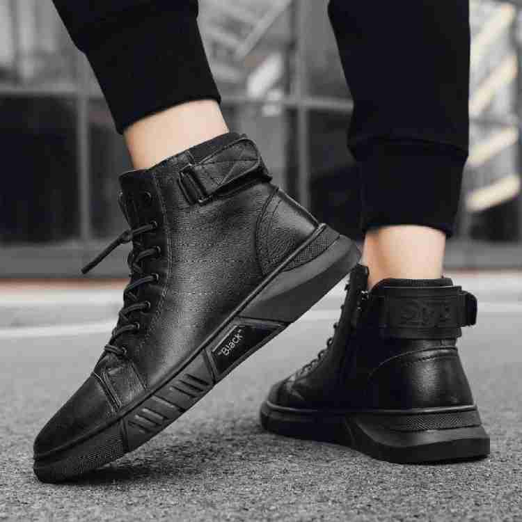 Mens black hi store top boots