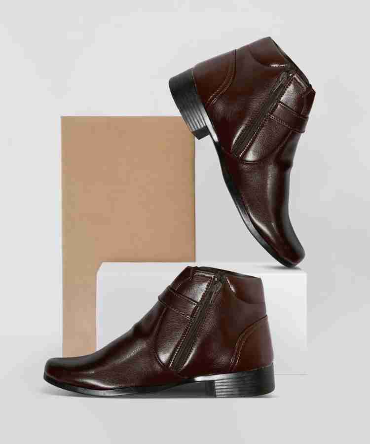 Mens leather zip boots hot sale
