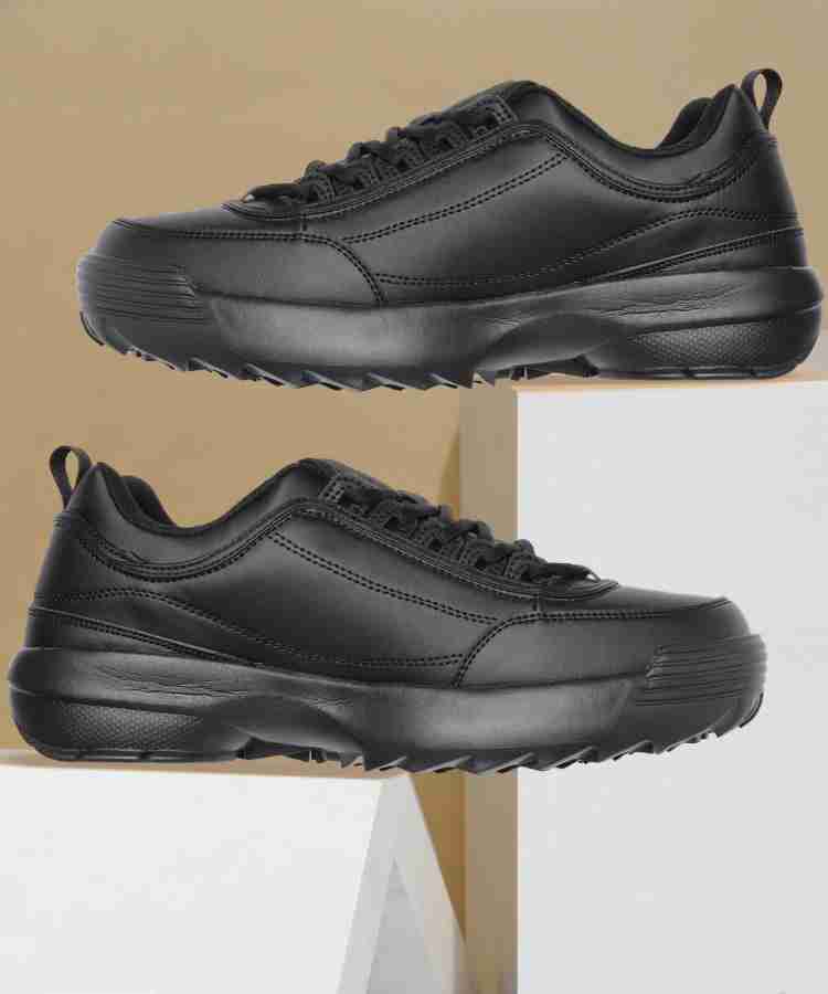 Mens black cheap trainers leather