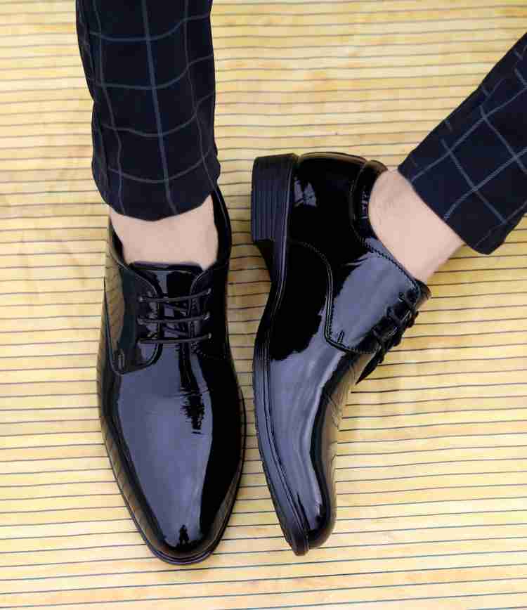 Mens black on sale shiny formal shoes