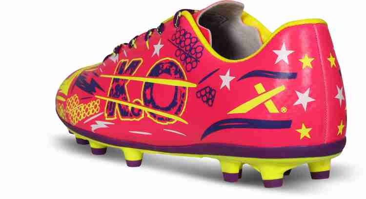 Pink and yellow football cleats sales