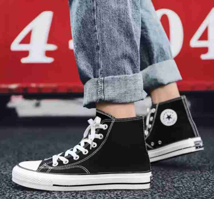 My Walk Black and white High Top Casual Sneakers Ankle Length