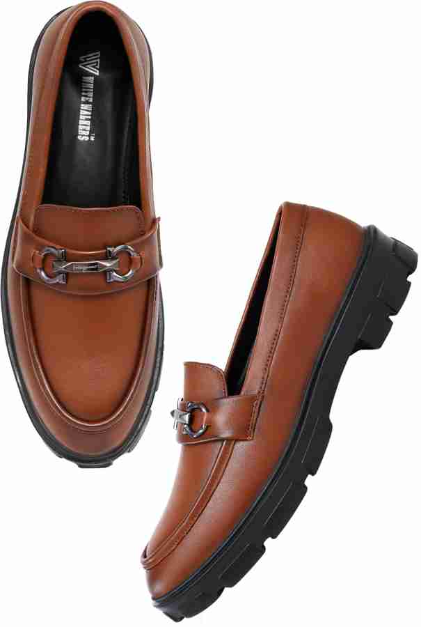WHITE WALKERS Premium Oxford Height Increasing Heel Sole Loafers 