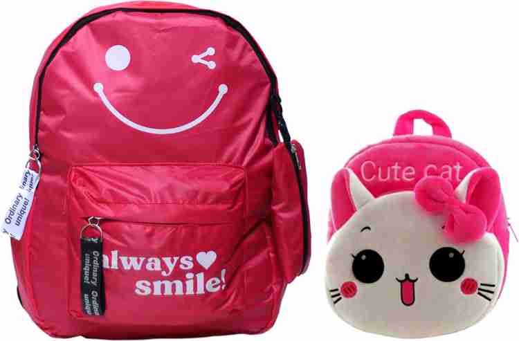 Crinzel Always smile Cute Cat Backpack For School College Pack