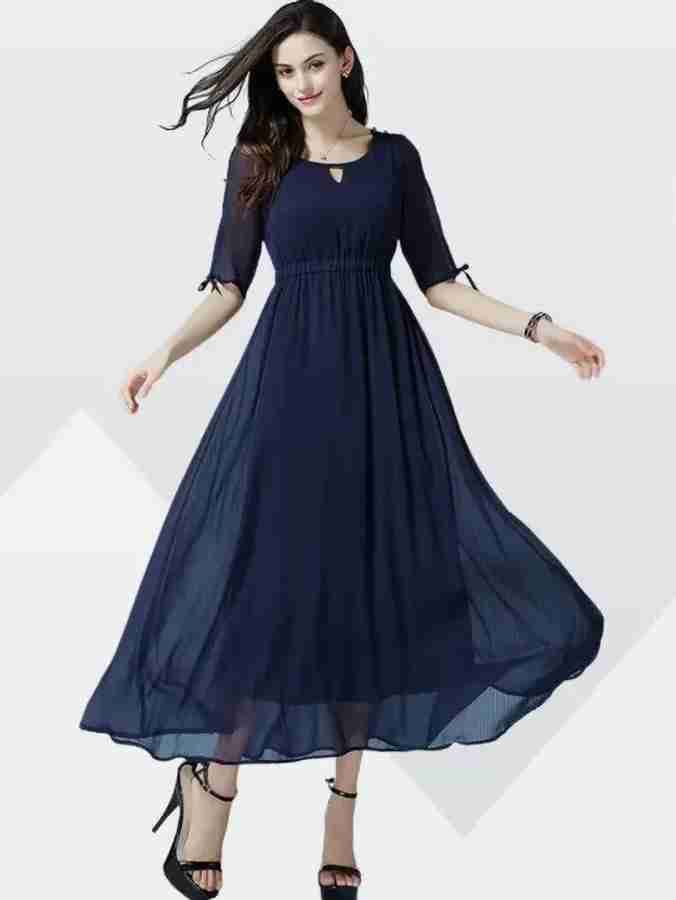 FABPURE Women Gown Dark Blue Dress Buy FABPURE Women Gown Dark Blue Dress Online at Best Prices in India Flipkart
