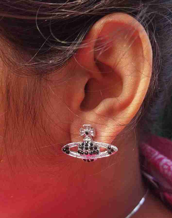 Flipkart Buy RV YUWON Vivienne westwood earrings women earrings saturn earring minimal earrings Cubic Zirconia Stainless Steel Stud Earring Online at Best Prices in India