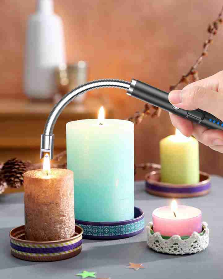 Viraan BBQ Lighter Flameless Safety Fire Lighter Candle Lighter Rechargeable Arc Lighter For Safety Switch Safety Long Lighter BBQ Kitchen Camping Gas Stove Plastic Electronic Gas Lighter Price in Ind...