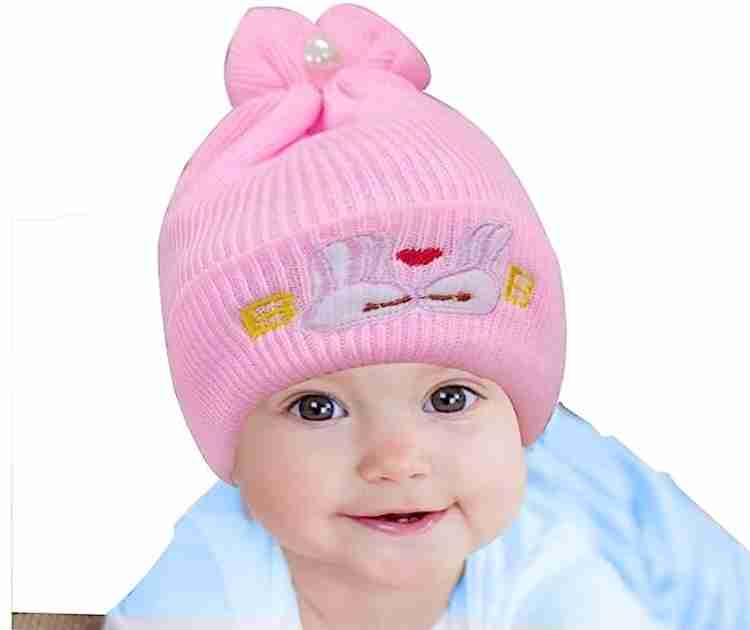 Goyoku New Born Baby Soft Winter Woolen Monkey Cap for Baby 3 Pcs