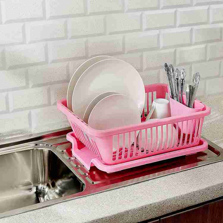 Divmit Dish Drainer Kitchen Rack Plastic DIVMIT Pink Dish Drainer Kitchen Rack Plastic 3in1 Drying Basket Drain Tray Price in India Buy Divmit Dish Drainer Kitchen Rack Plastic DIVMIT Pink Dish Draine...