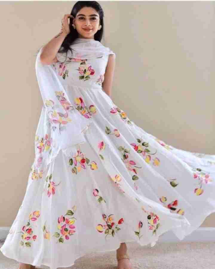 Shree Mahalaxmi Fashion Women Gown White Dress Buy Shree Mahalaxmi Fashion Women Gown White Dress Online at Best Prices in India Flipkart