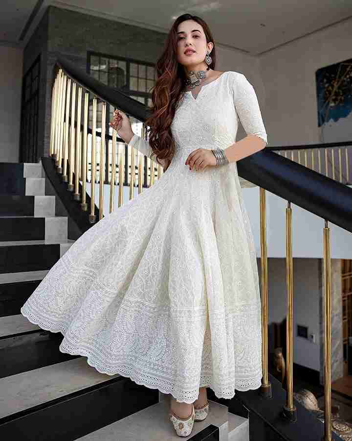 Chikan anarkali kurta deals