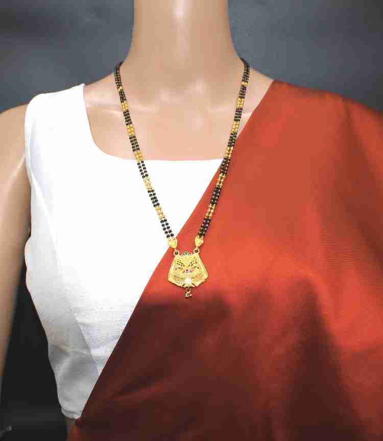 SONI DESIGNS TraditionaL One Gram Gold Plated 30 Inch Long Black Beads Golden Mangalsutra Brass Mangalsutra Price in India Buy SONI DESIGNS TraditionaL One Gram Gold Plated 30 Inch Long Black