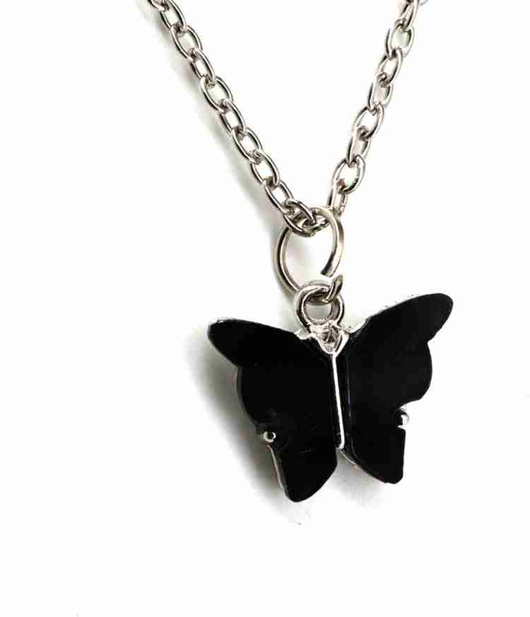 Stylish Colony Beautiful Butterfly Shape Black Pendant Chain For