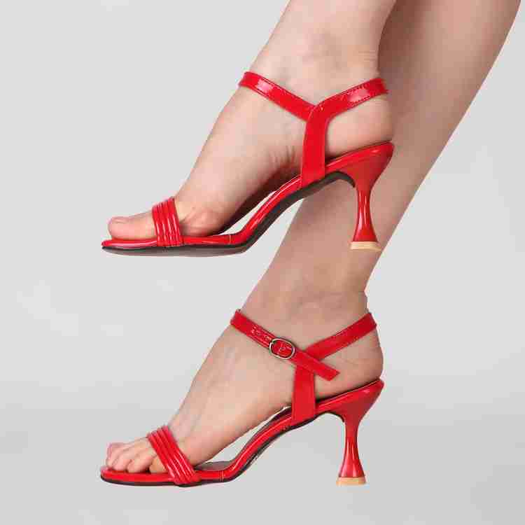 Red strappy high discount heels
