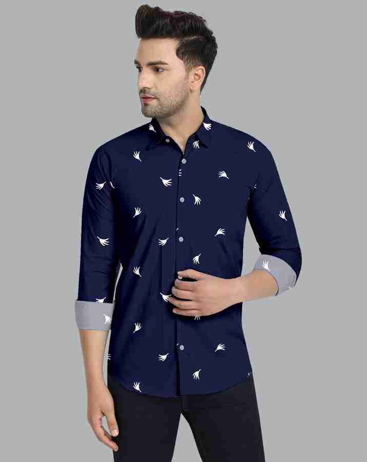 HASINI Fashion Men Printed Casual Dark Blue Shirt Buy HASINI