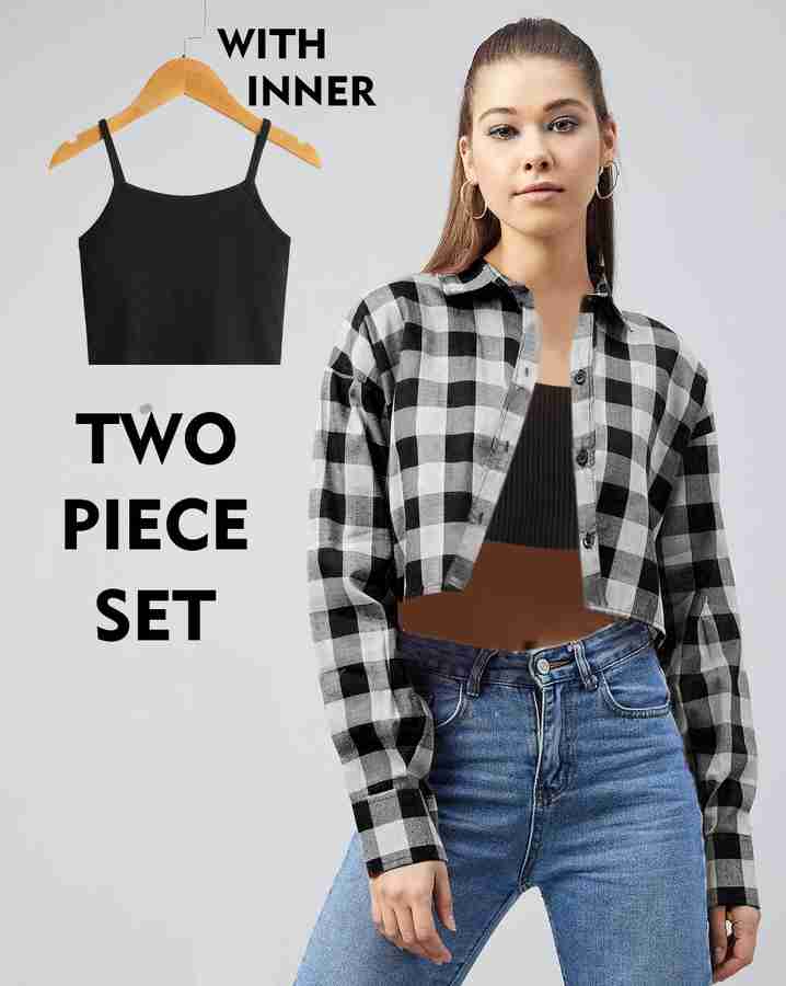 Checkered top black and white on sale
