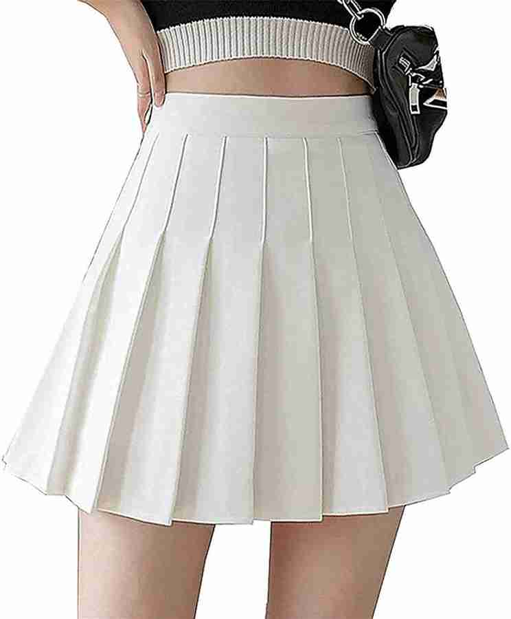 White pleated skirt online hot sale