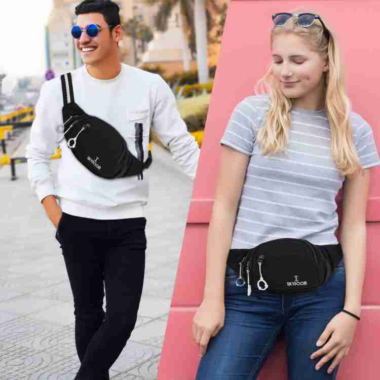 SKYBOOM Stylish Fanny for Unisex Cute Waist Bag Waterproof Travel Party Running Hiking Waist Bag Black Price in India Flipkart