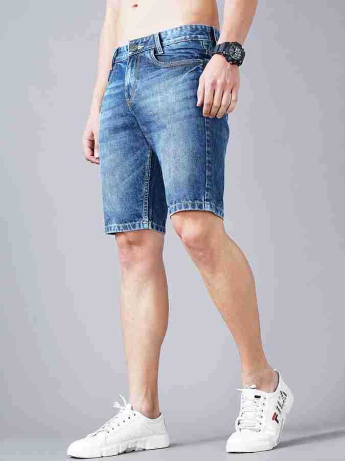 Mens dark blue jean shorts on sale
