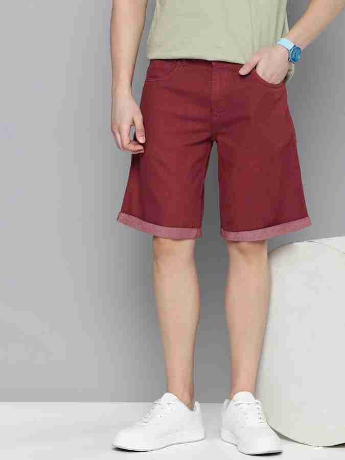 Maroon denim shorts 2025