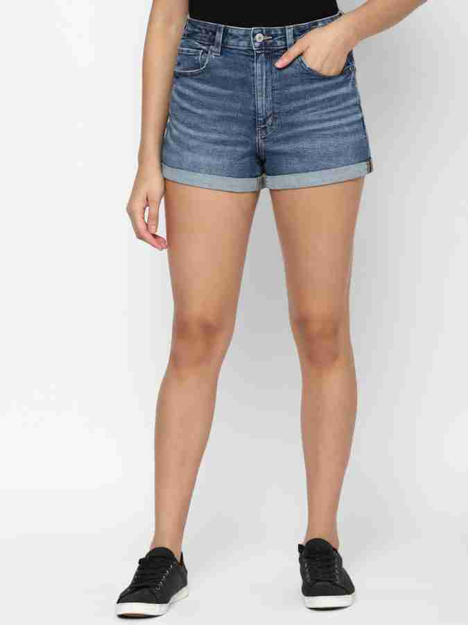 American Eagle Outfitters Solid Women Blue Denim Shorts - Buy American Eagle  Outfitters Solid Women Blue Denim Shorts Online at Best Prices in India