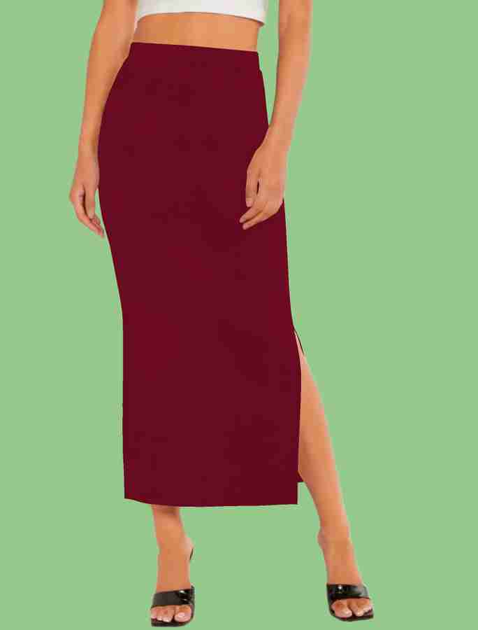 Maheshvi Solid Women Pencil Maroon Skirt