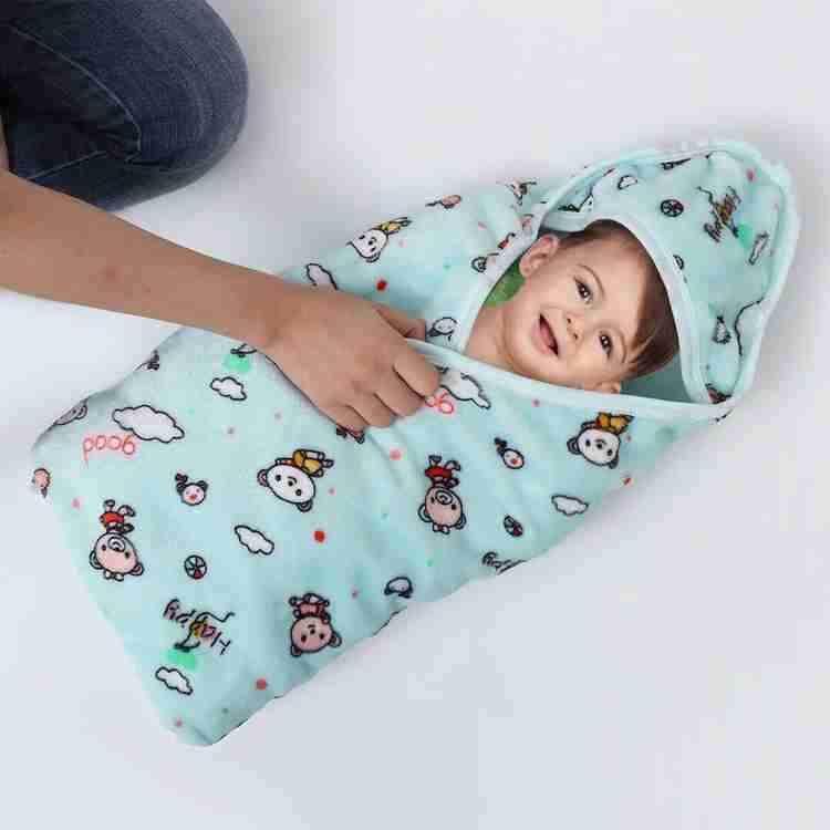 kidssmilez Baby Wrapping Sheet Cotton Hooded Wrapper for New Born