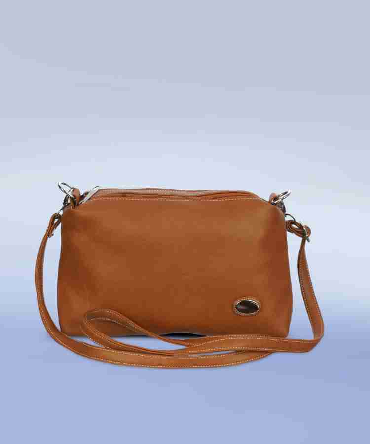 Leather Land Brown Sling Bag Exuberant Design TAN BROWN Price in