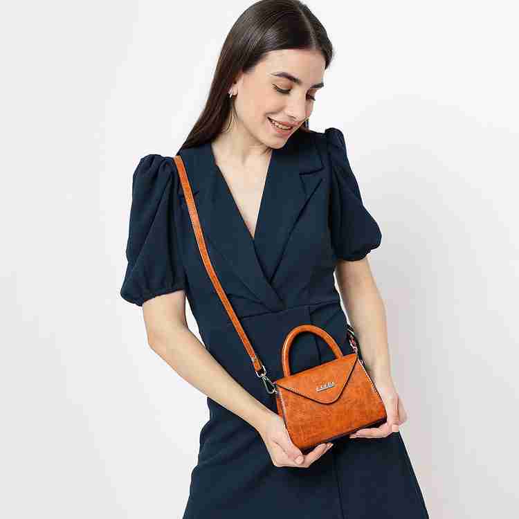 KLEIO Orange Sling Bag Vegan Leather Top Handle Mini Sling Handbag Crossbody wear for Girls Women Orange Price in India Flipkart