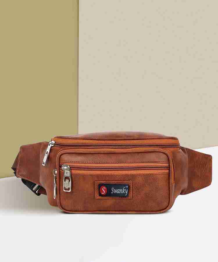 Swanky Tan Sling Bag Waist Pack bag for Money Cards Mobile Kit Pouch Cross Side Bags for men Women TAN Price in India Flipkart