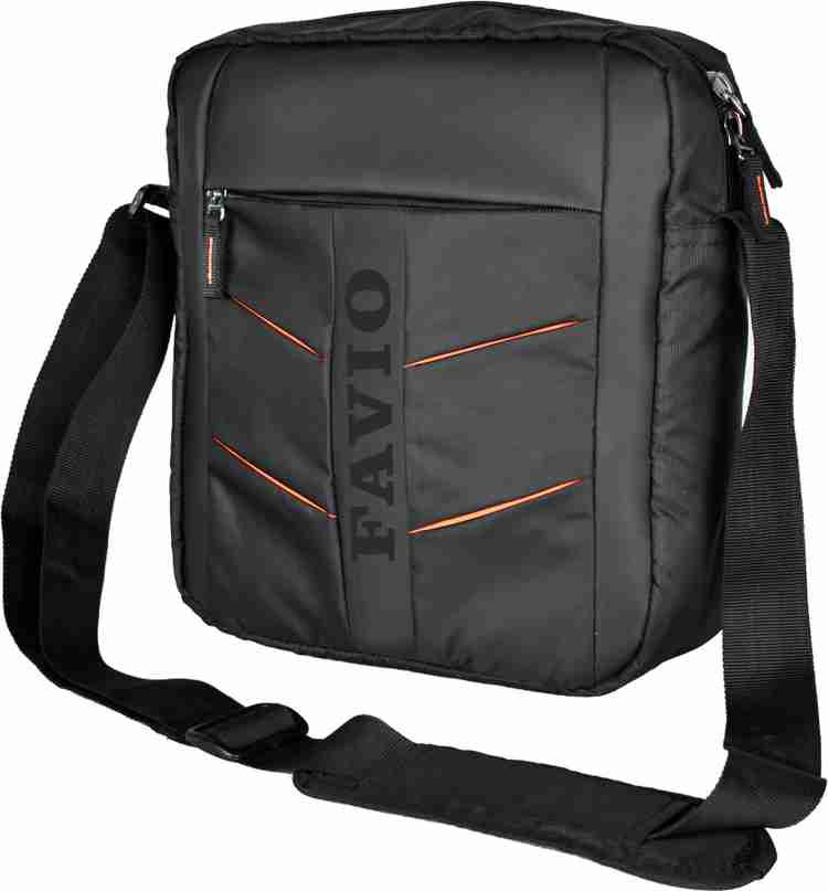 FAVIO Black Orange Sling Bag Black Men Sling Bag Regular Size Black Price in India Flipkart
