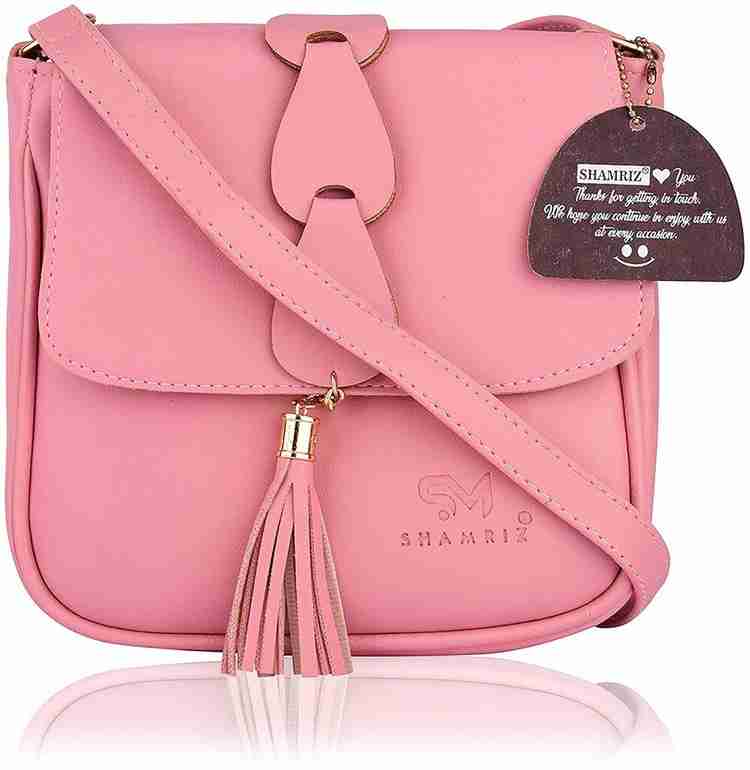 SHAMRIZ Pink Sling Bag Women s Girls Sling Bag Pink Pink Price in India Flipkart