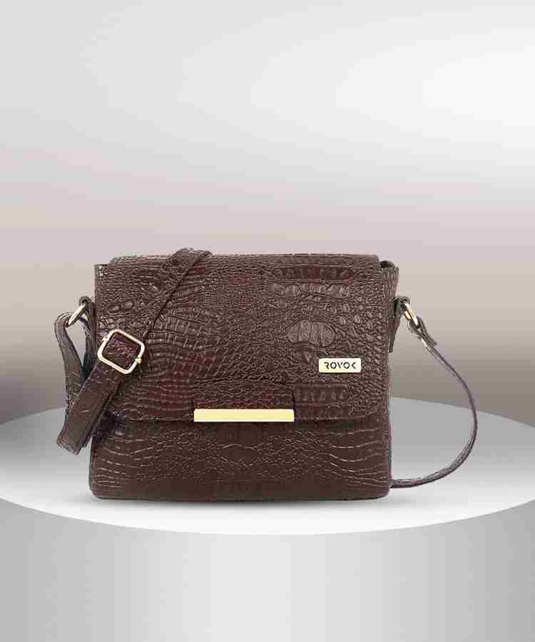 Rovok Brown Sling Bag Sling Bags for Women Latest Branded Sling Bag for Office Party Trendy Stylish sling bag Brown brown Price in India Flipkart
