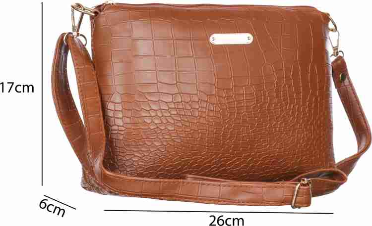 Leather Land Brown Tan Sling Bag American Crocodile Sling In TAN Crocodile Tan Price in India Flipkart