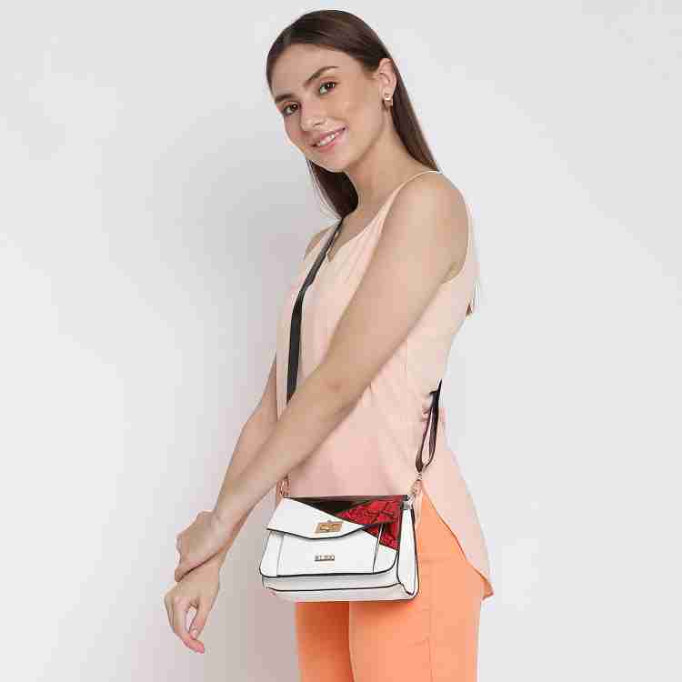 KLEIO White Sling Bag Color Block Side Sling Party Spacious Crossbody Handbag for Ladies White Price in India Flipkart