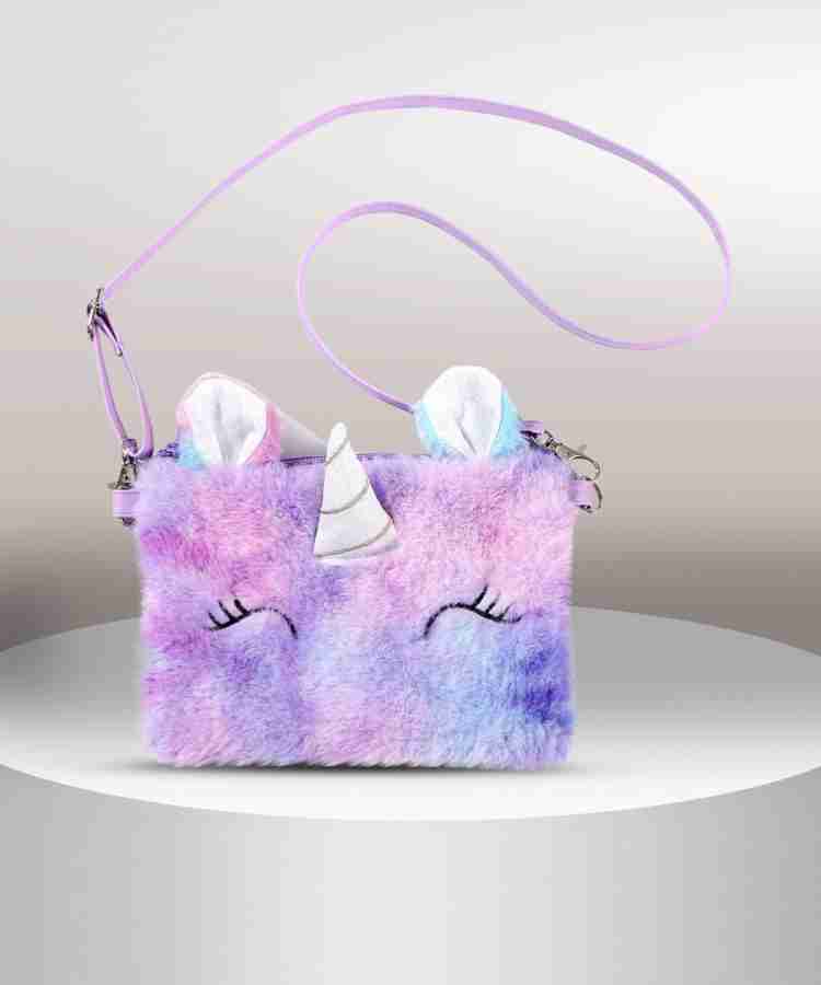 OKJI Multicolor Sling Bag Soft Plush Unicorn Bag for Girls for Gift Fur Kids Unicorn Bag for Girls for Outdoor Sports Cute Crossbody Shoulder Bag