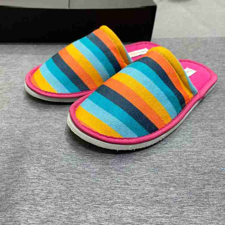 Travelkhushi Men Stripes Quirky Cotton Home Slippers for Winter bedroom house slides Flip Flops
