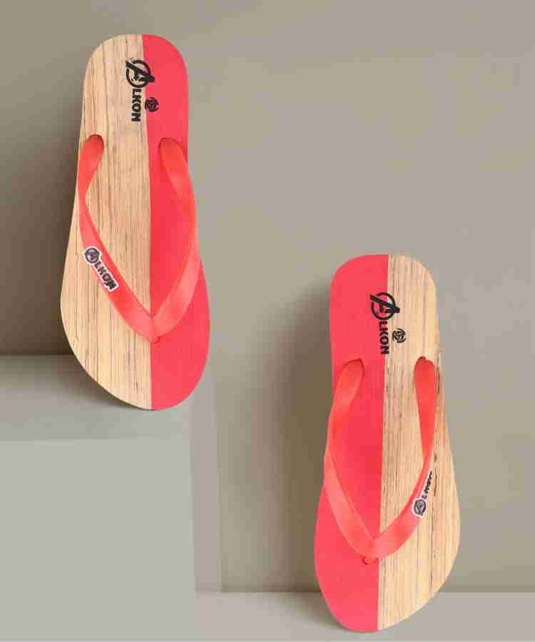 ALKON Men Stylish Comfortable Red Tan Chappal Slides Slippers Flip Flops