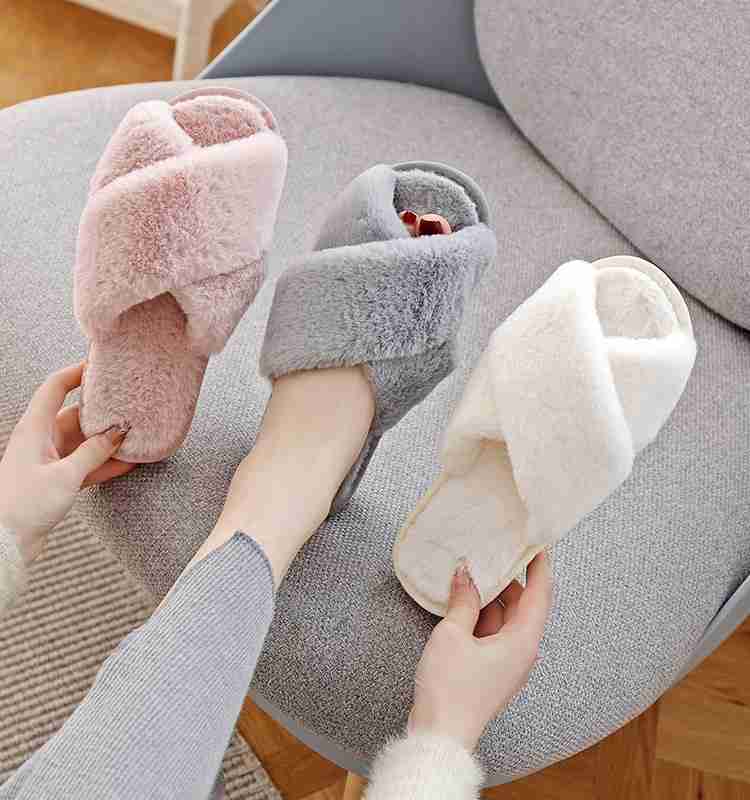 Highever Women Women s trendy Cross Fuzzy Non Slip Plush Faux Fur