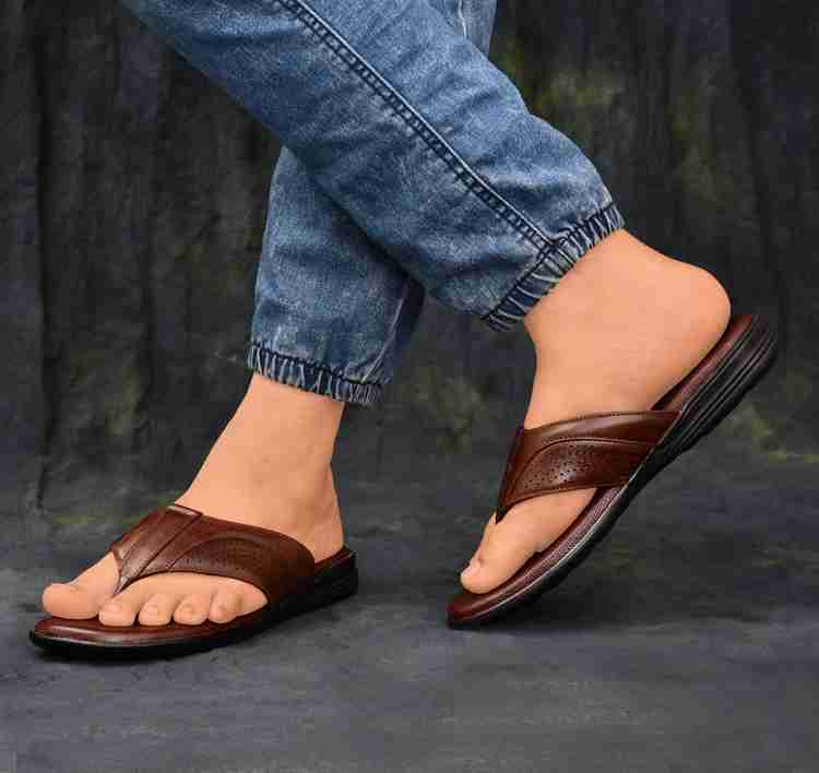 Mens leather slippers quality sales