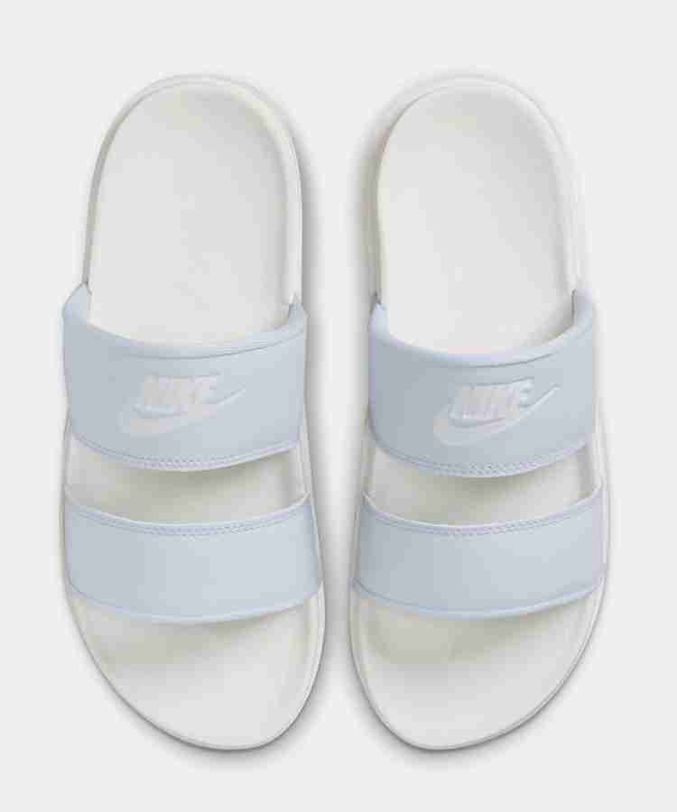 White nike sales slides two strap