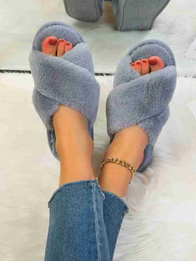 Womens slippers 2024 faux fur